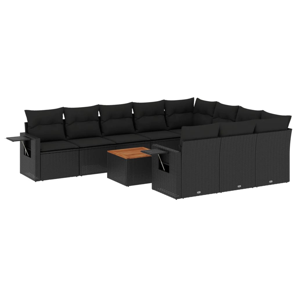 8721012866027_a_en_hd_1 vidaXL 11 Piece Garden Sofa Set with Cushions Black Poly Rattan - Image 2
