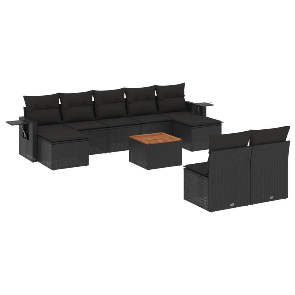 8721012866232_a_en_hd_1 vidaXL 10 Piece Garden Sofa Set with Cushions Black Poly Rattan - Image 2