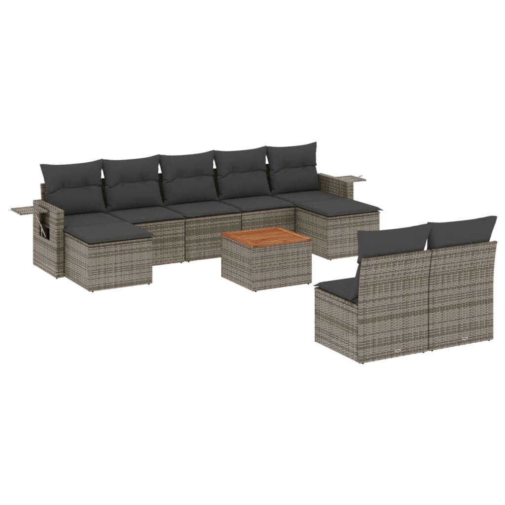 8721012866287_a_en_hd_1 vidaXL 10 Piece Garden Sofa Set with Cushions Grey Poly Rattan - Image 2