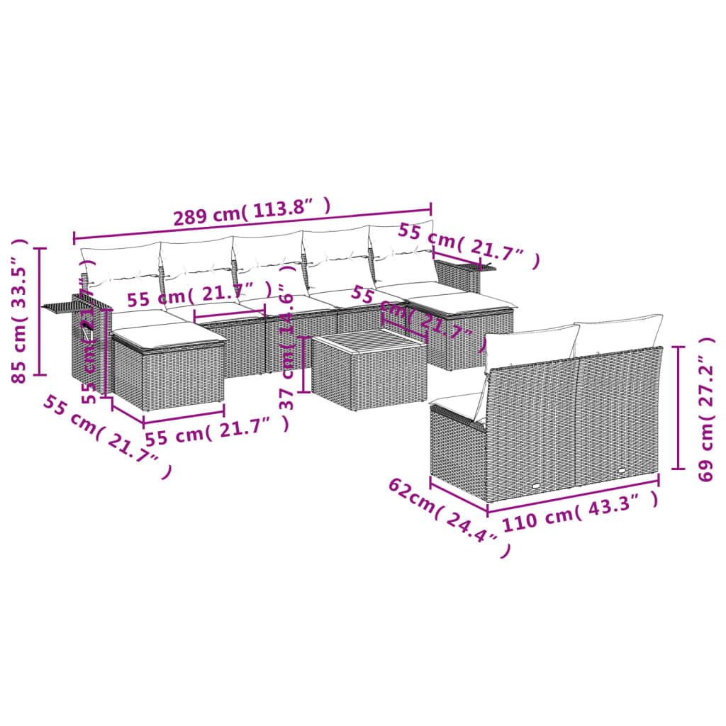 8721012866287_g_en_hd_5 vidaXL 10 Piece Garden Sofa Set with Cushions Grey Poly Rattan - Image 7