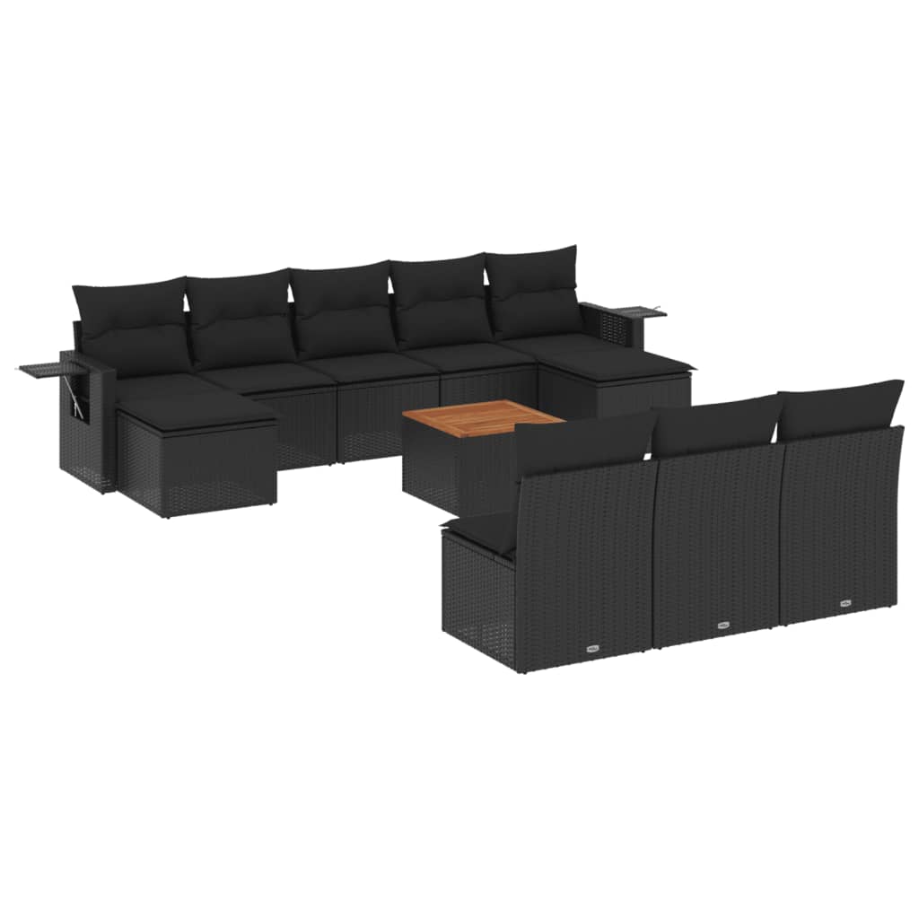 8721012866300_a_en_hd_1 vidaXL 11 Piece Garden Sofa Set with Cushions Black Poly Rattan - Image 2