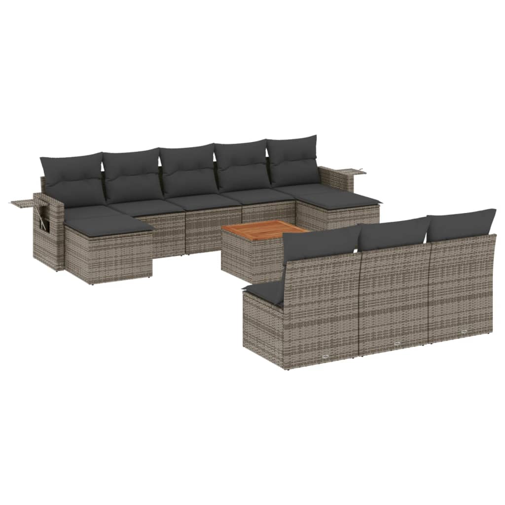 8721012866355_a_en_hd_1 vidaXL 11 Piece Garden Sofa Set with Cushions Grey Poly Rattan - Image 2