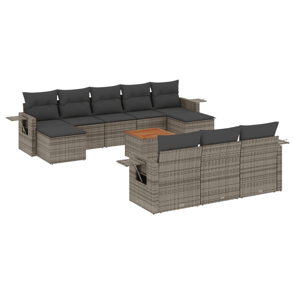 8721012866492_a_en_hd_1 vidaXL 11 Piece Garden Sofa Set with Cushions Grey Poly Rattan - Image 2