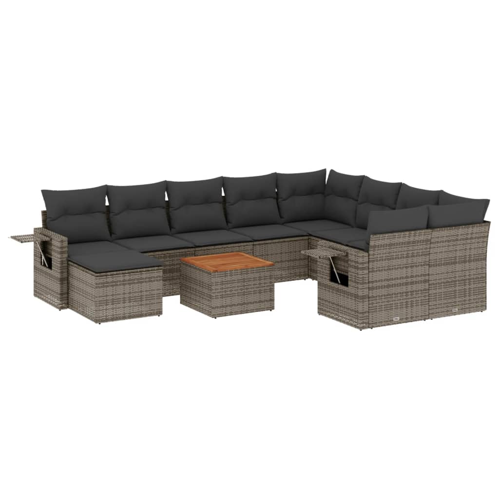 8721012867192_a_en_hd_1 vidaXL 11 Piece Garden Sofa Set with Cushions Grey Poly Rattan - Image 2