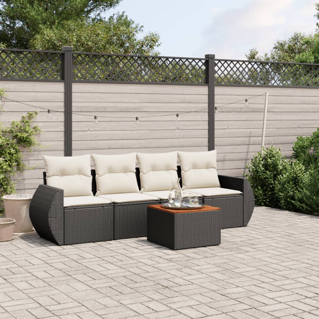 8721012867437_m_en_hd_1 vidaXL 5 Piece Garden Sofa Set with Cushions Black Poly Rattan - Image 1