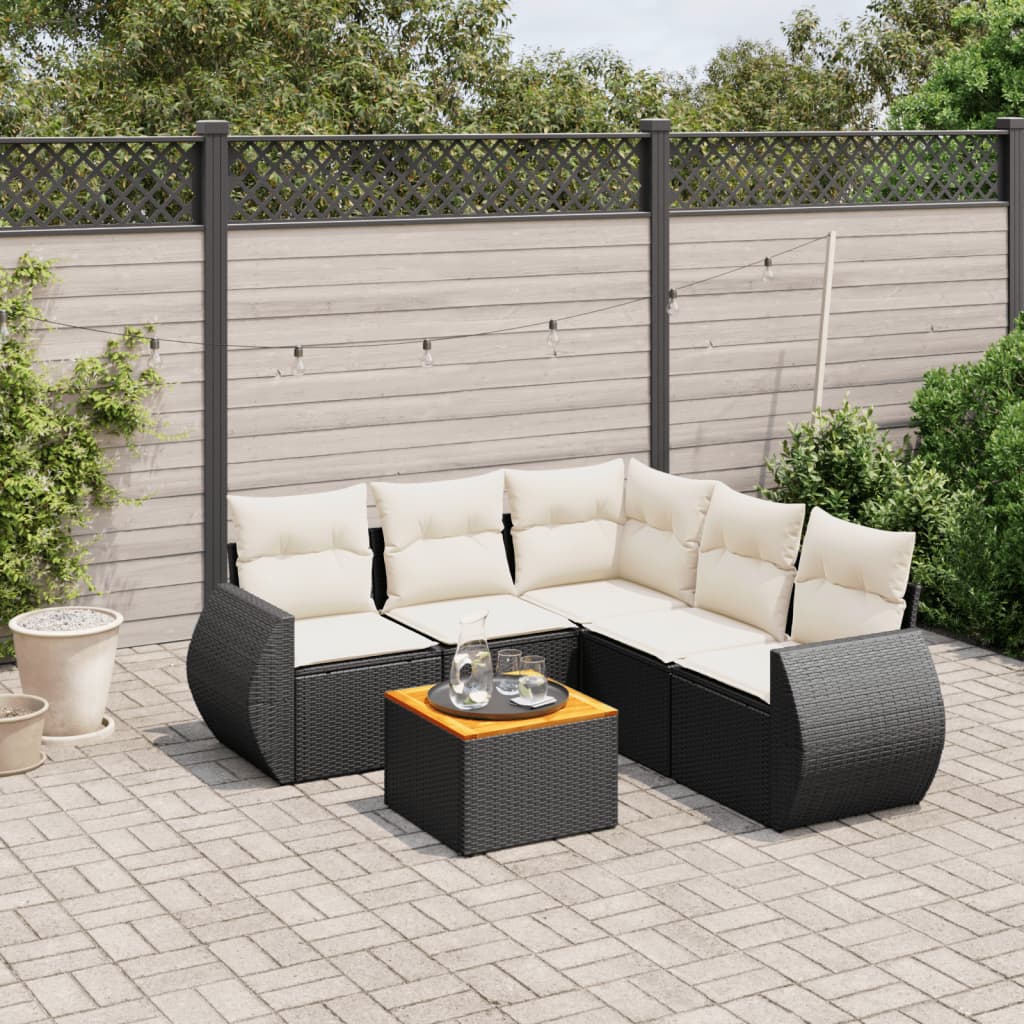 8721012868625_m_en_hd_1 vidaXL 6 Piece Garden Sofa Set with Cushions Black Poly Rattan - Image 1