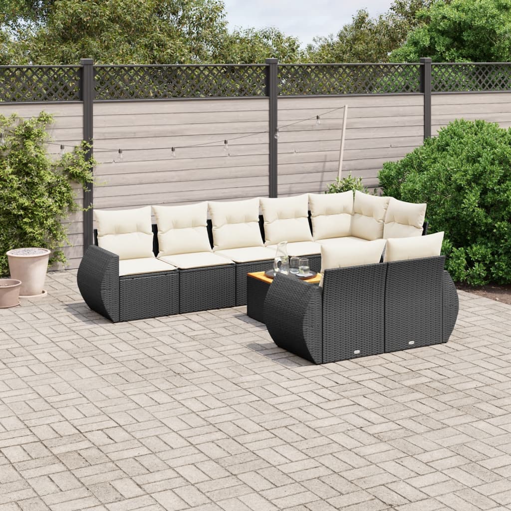 8721012869530_m_en_hd_1 vidaXL 9 Piece Garden Sofa Set with Cushions Black Poly Rattan - Image 1