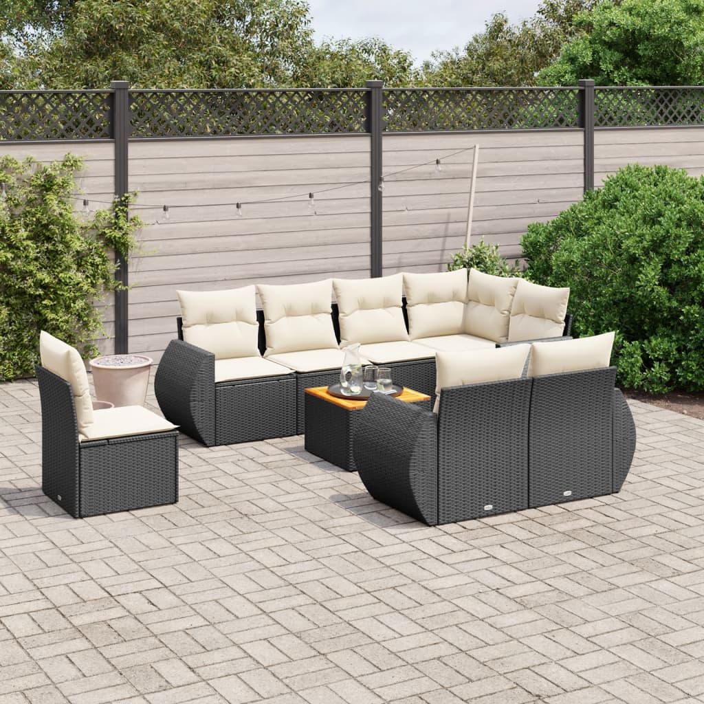 8721012869608_m_en_hd_1 vidaXL 9 Piece Garden Sofa Set with Cushions Black Poly Rattan - Image 1