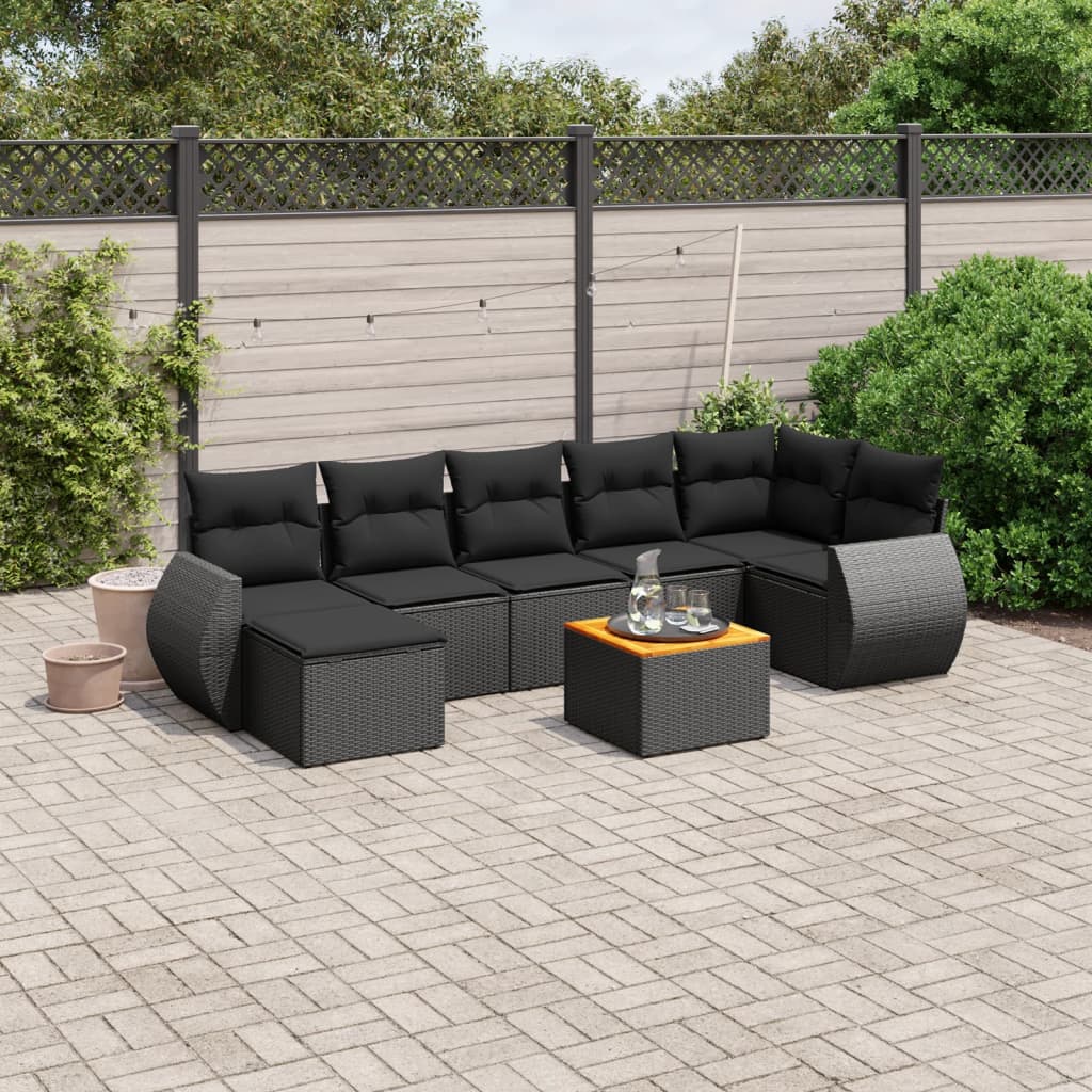 8721012869738_m_en_hd_1 vidaXL 8 Piece Garden Sofa Set with Cushions Black Poly Rattan - Image 1