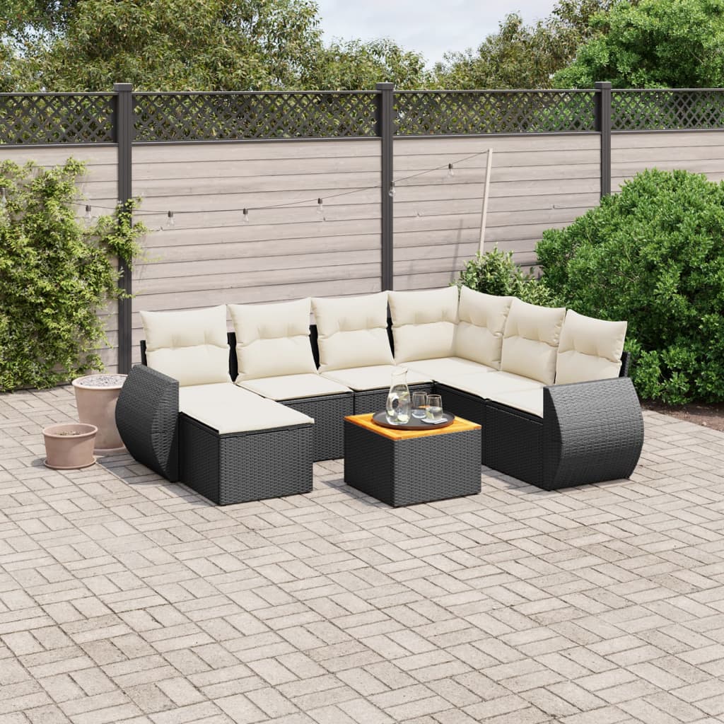 8721012869813_m_en_hd_1 vidaXL 8 Piece Garden Sofa Set with Cushions Black Poly Rattan - Image 1