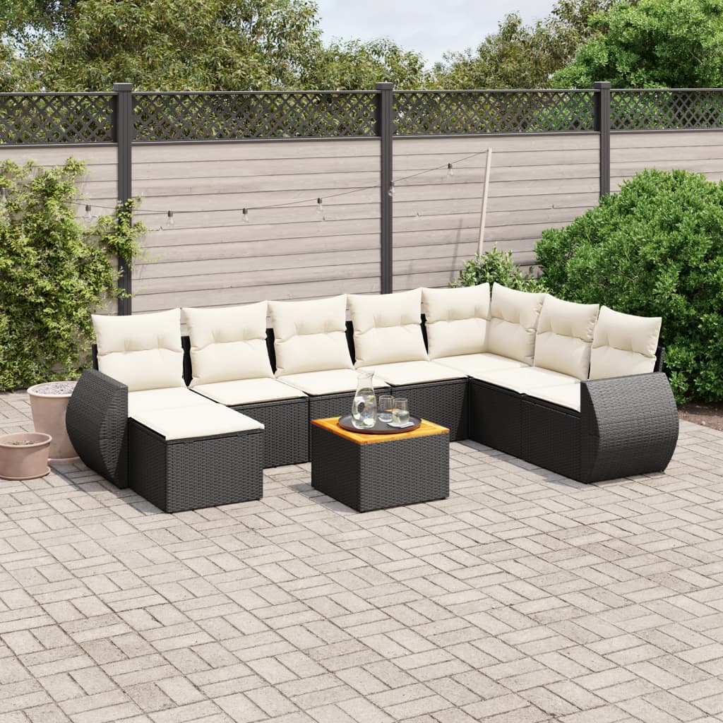 8721012870024_m_en_hd_1 vidaXL 9 Piece Garden Sofa Set with Cushions Black Poly Rattan - Image 1