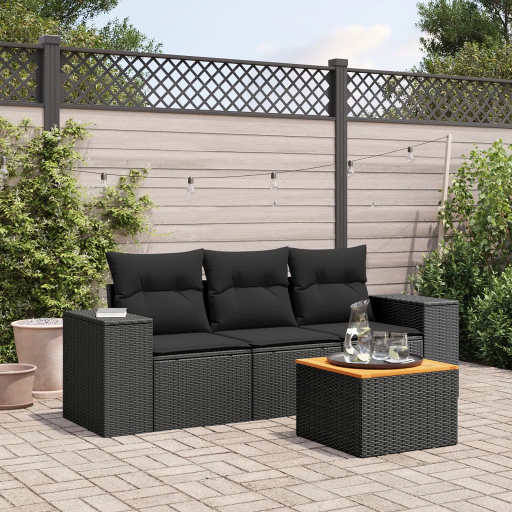 8721012871762_m_en_hd_1 vidaXL 4 Piece Garden Sofa Set with Cushions Black Poly Rattan - Image 1