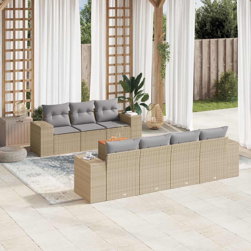8721012872158_m_en_hd_1 vidaXL 8 Piece Garden Sofa Set with Cushions Beige Poly Rattan - Image 1