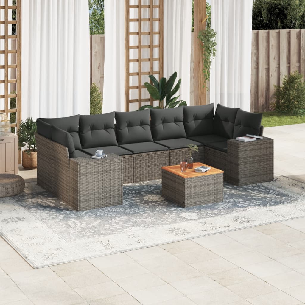 8721012872233_m_en_hd_1 vidaXL 8 Piece Garden Sofa Set with Cushions Grey Poly Rattan - Image 1