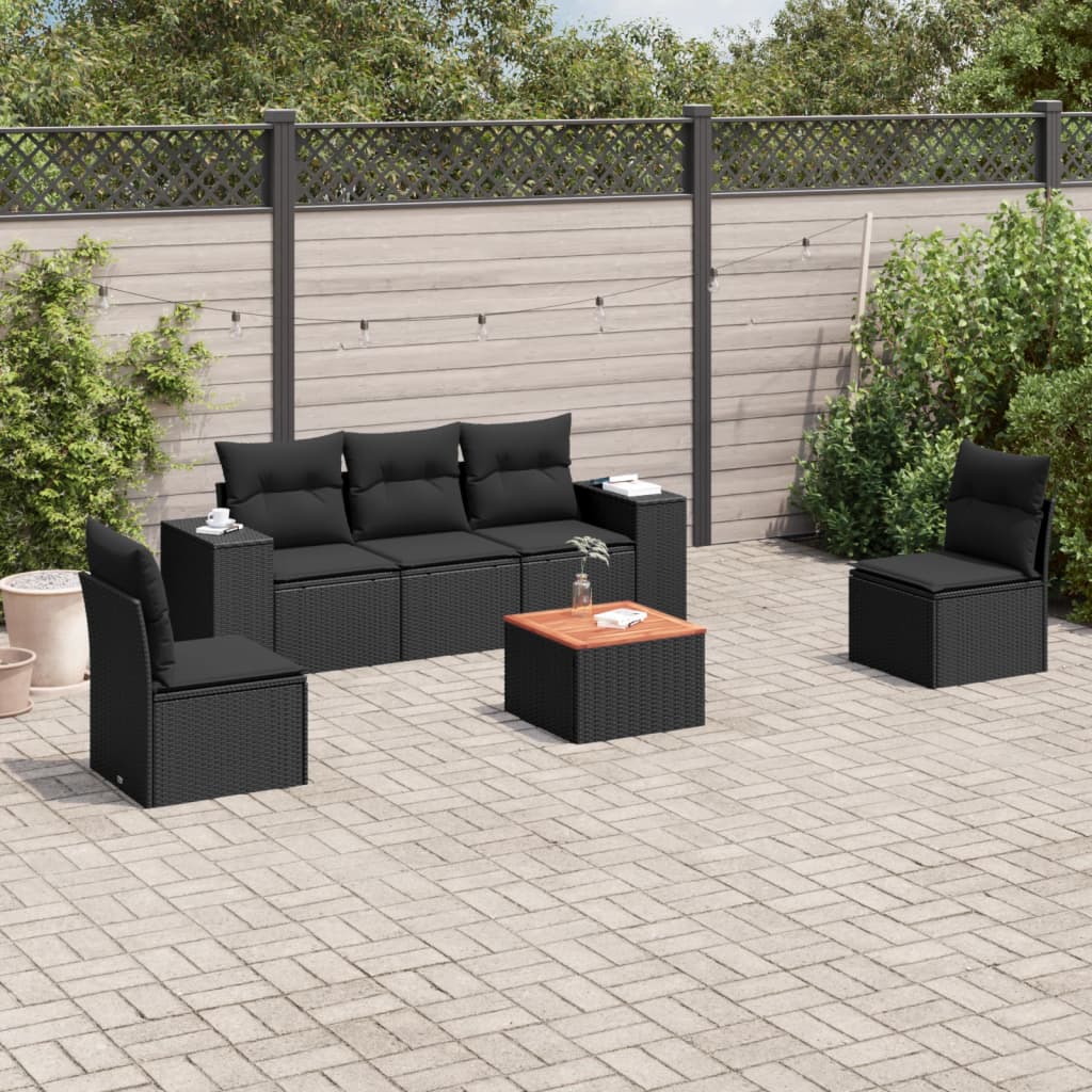 8721012872462_m_en_hd_1 vidaXL 6 Piece Garden Sofa Set with Cushions Black Poly Rattan - Image 1