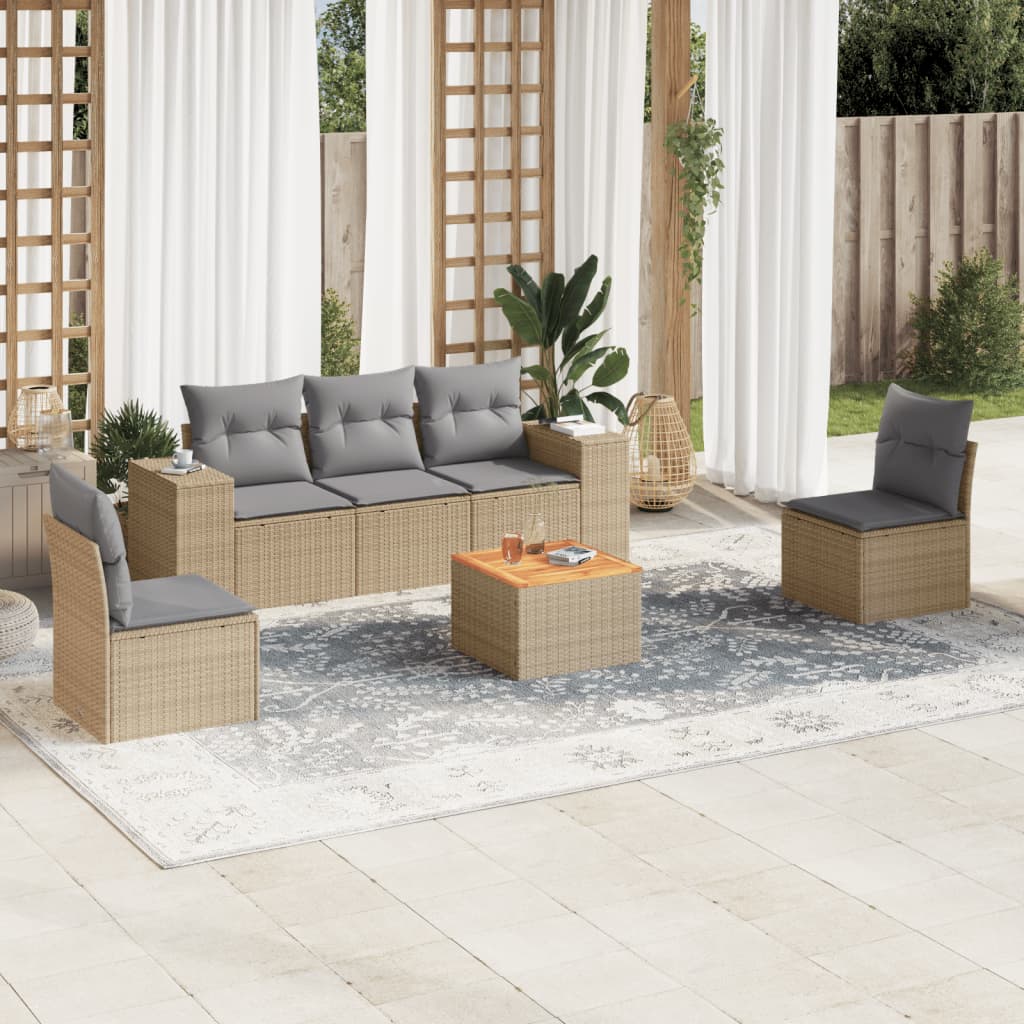 8721012872509_m_en_hd_1 vidaXL 6 Piece Garden Sofa Set with Cushions Beige Poly Rattan - Image 1