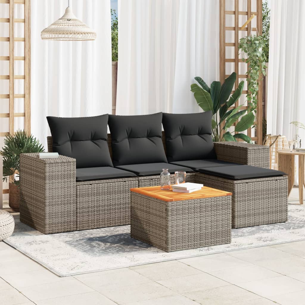 8721012872790_m_en_hd_1 vidaXL 5 Piece Garden Sofa Set with Cushions Grey Poly Rattan - Image 1