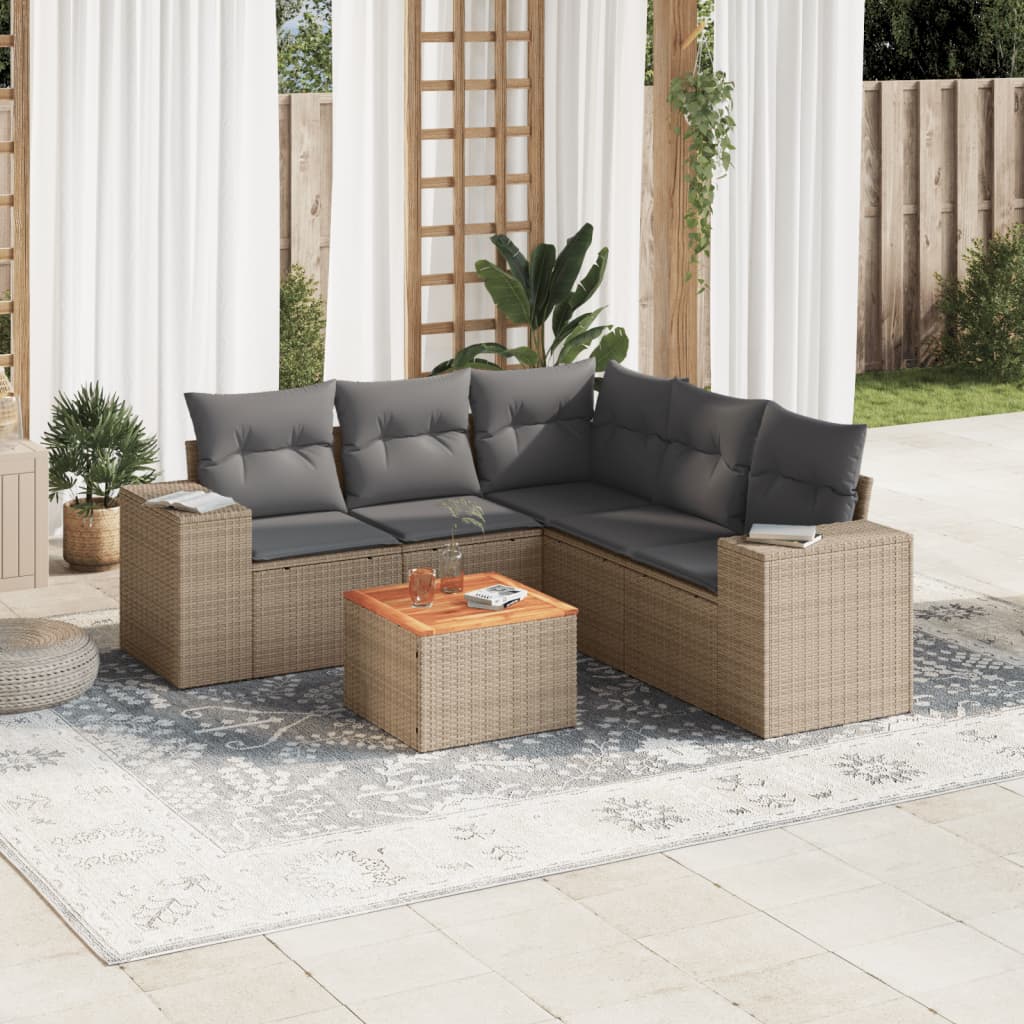 8721012873063_m_en_hd_1 vidaXL 6 Piece Garden Sofa Set with Cushions Beige Poly Rattan - Image 1