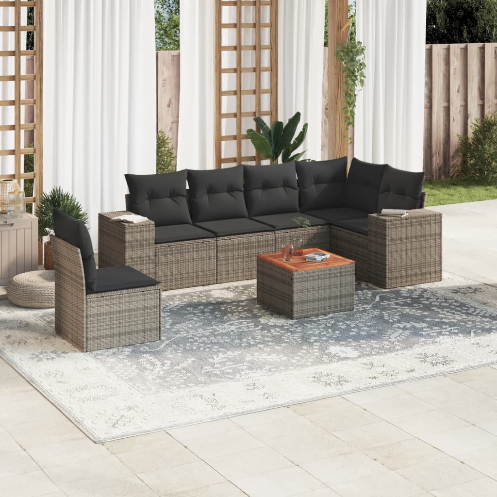 8721012873353_m_en_hd_1 vidaXL 7 Piece Garden Sofa Set with Cushions Grey Poly Rattan - Image 1