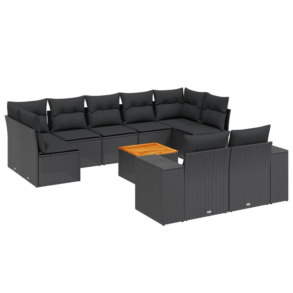 8721012874565_a_en_hd_1 vidaXL 10 Piece Garden Sofa Set with Cushions Black Poly Rattan - Image 2