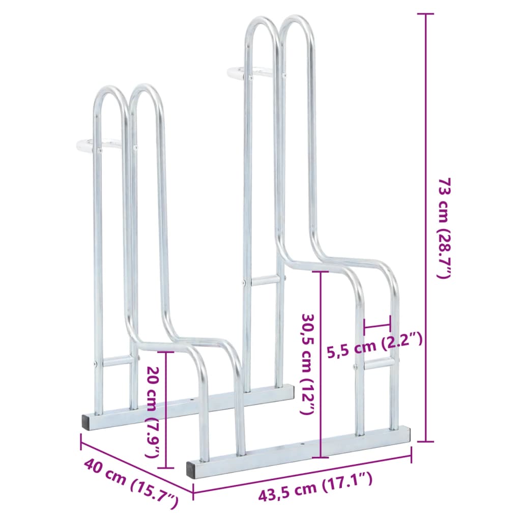 8721012879768_g_en_hd_7 vidaXL Bicycle Stand for 2 Bikes Floor Freestanding Galvanised Steel - Image 8