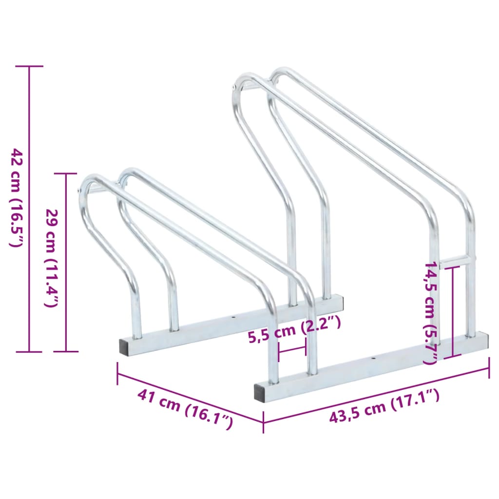 8721012879812_g_en_hd_6 vidaXL Bicycle Stand for 2 Bikes Floor Freestanding Galvanised Steel - Image 7