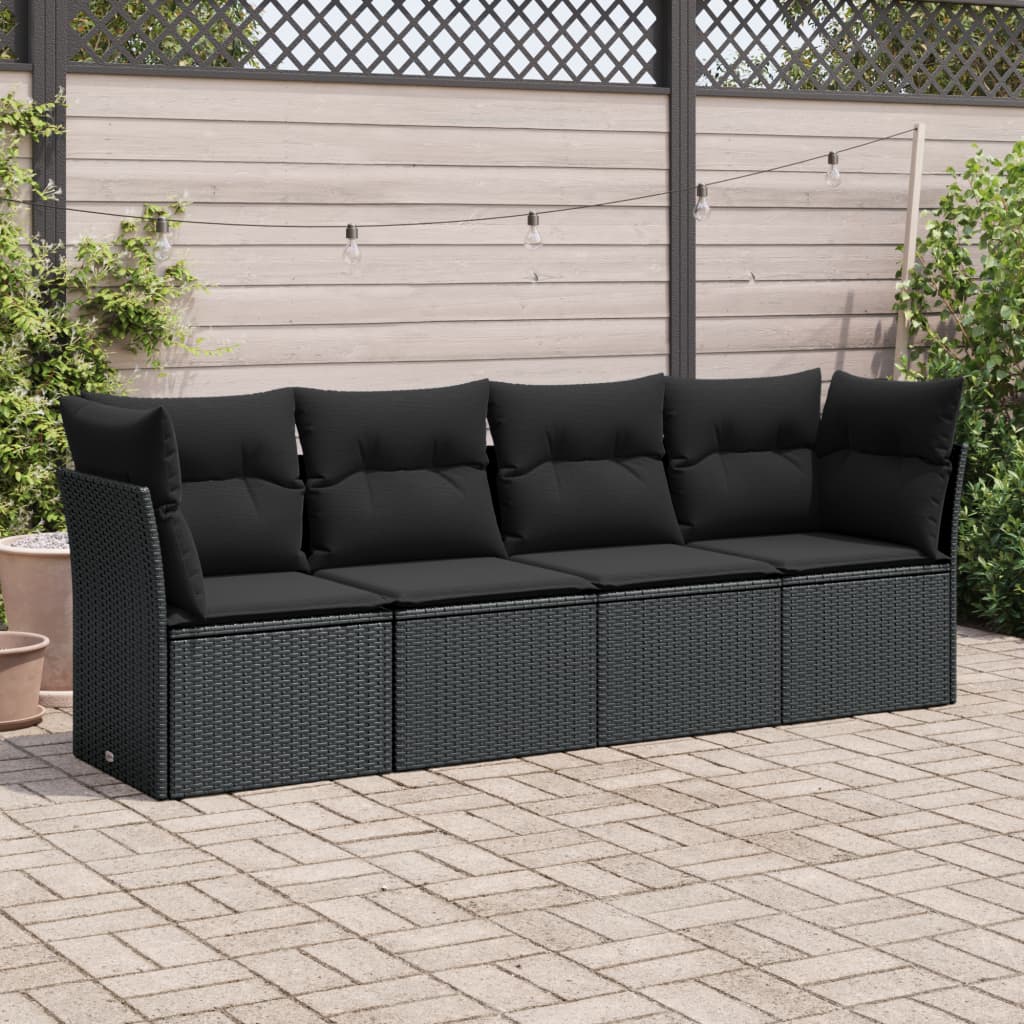8721012880399_m_en_hd_1 vidaXL 4 Piece Garden Sofa Set with Cushions Black Poly Rattan - Image 1