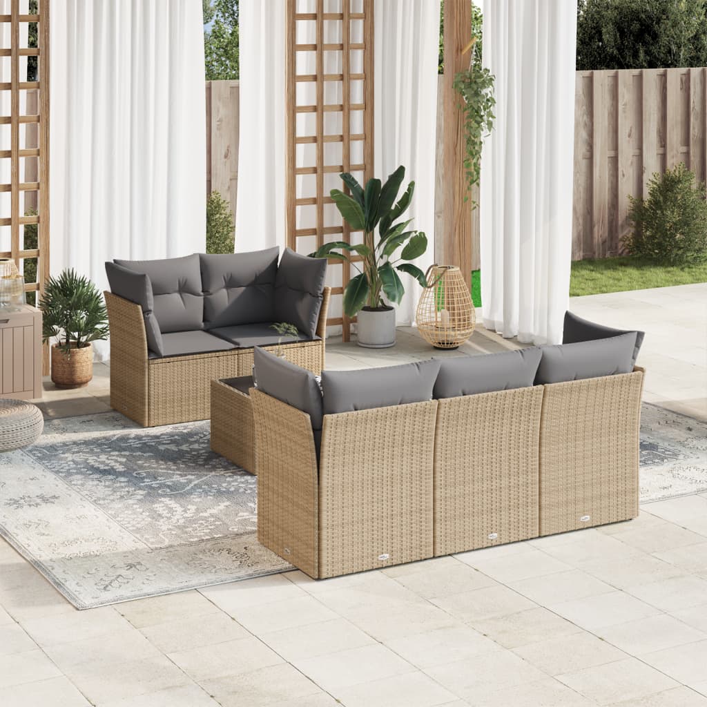 8721012880634_m_en_hd_1 vidaXL 6 Piece Garden Sofa Set with Cushions Beige Poly Rattan - Image 1