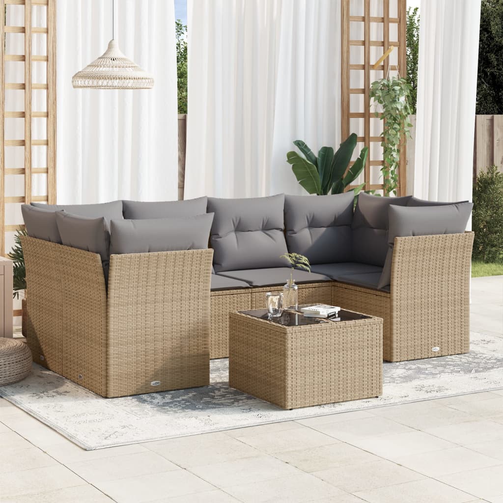 8721012880832_m_en_hd_1 vidaXL 7 Piece Garden Sofa Set with Cushions Beige Poly Rattan - Image 1