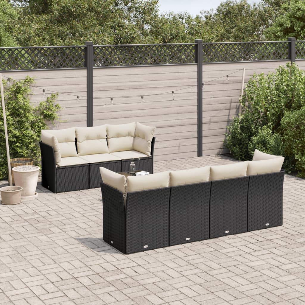 8721012880900_m_en_hd_1 vidaXL 8 Piece Garden Sofa Set with Cushions Black Poly Rattan - Image 1