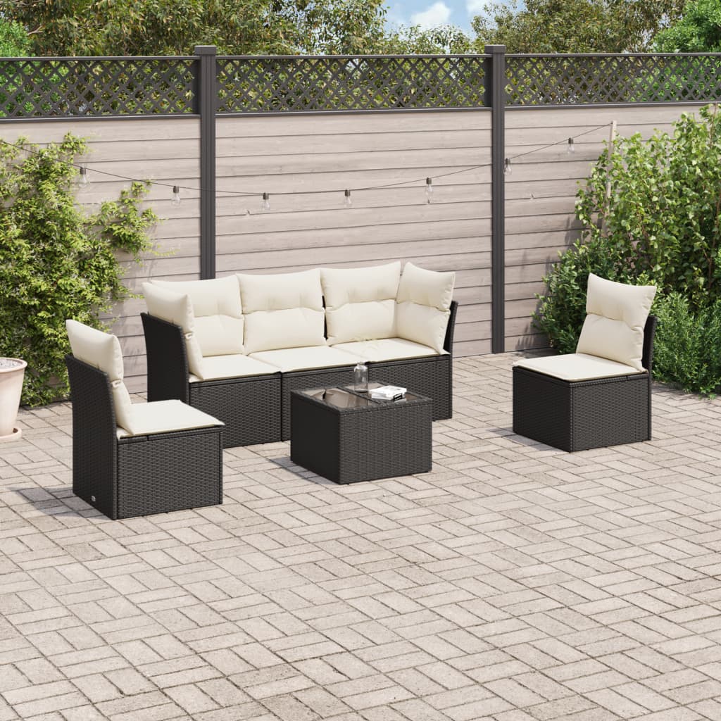 8721012881709_m_en_hd_1 vidaXL 6 Piece Garden Sofa Set with Cushions Black Poly Rattan - Image 1