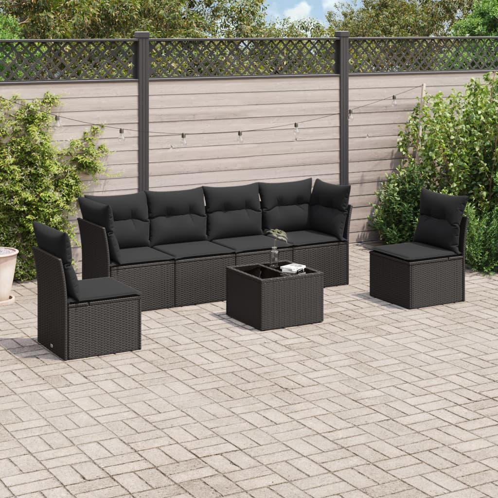 8721012881891_m_en_hd_1 vidaXL 7 Piece Garden Sofa Set with Cushions Black Poly Rattan - Image 1