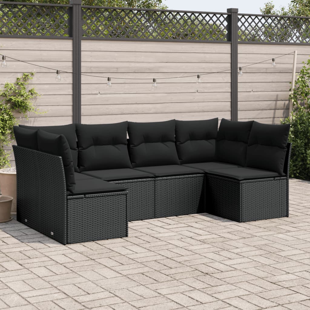 8721012881990_m_en_hd_1 vidaXL 6 Piece Garden Sofa Set with Cushions Black Poly Rattan - Image 1
