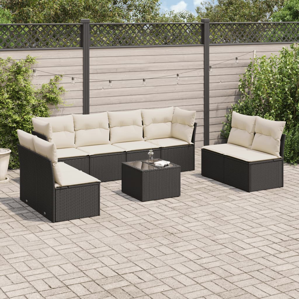 8721012882706_m_en_hd_1 vidaXL 9 Piece Garden Sofa Set with Cushions Black Poly Rattan - Image 1