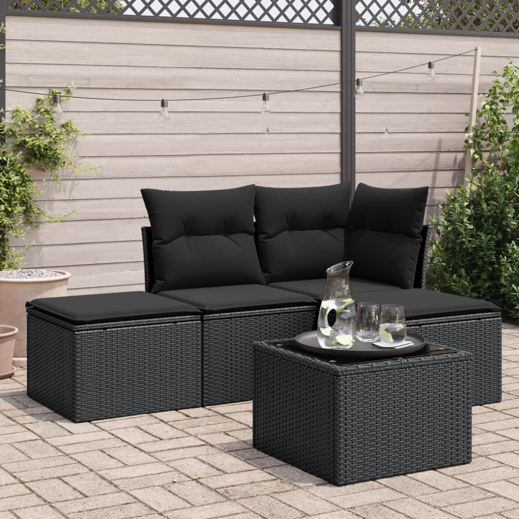 8721012882997_m_en_hd_1 vidaXL 5 Piece Garden Sofa Set with Cushions Black Poly Rattan - Image 1
