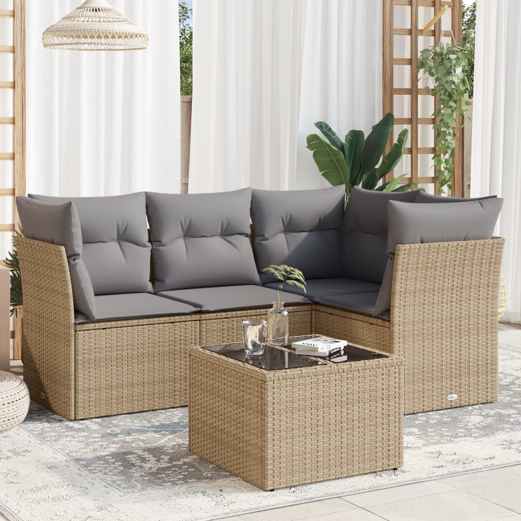 8721012884038_m_en_hd_1 vidaXL 5 Piece Garden Sofa Set with Cushions Beige Poly Rattan - Image 1