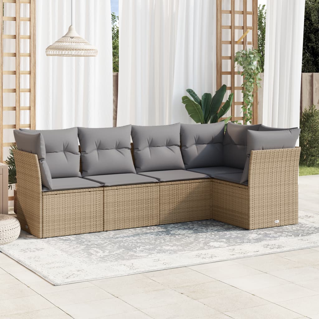 8721012884137_m_en_hd_1 vidaXL 5 Piece Garden Sofa Set with Cushions Beige Poly Rattan - Image 1