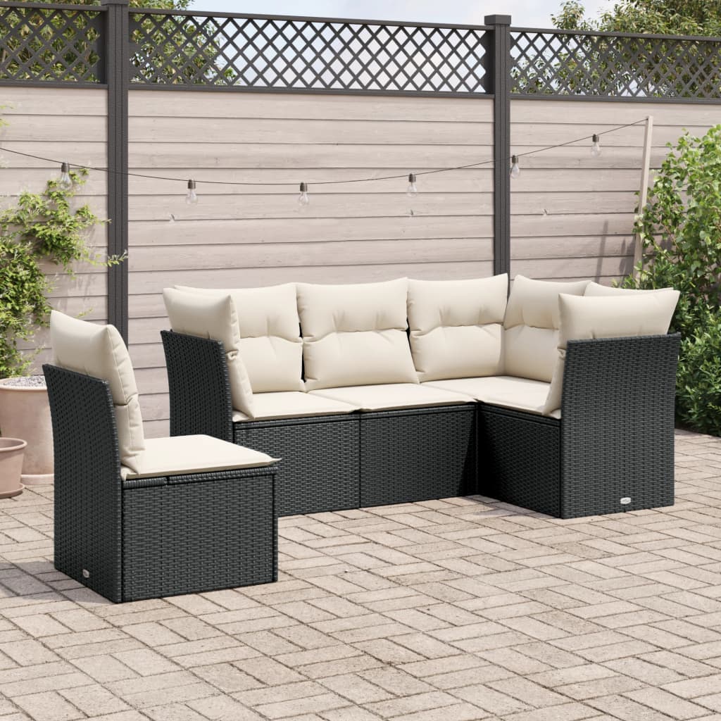 8721012884502_m_en_hd_1 vidaXL 5 Piece Garden Sofa Set with Cushions Black Poly Rattan - Image 1