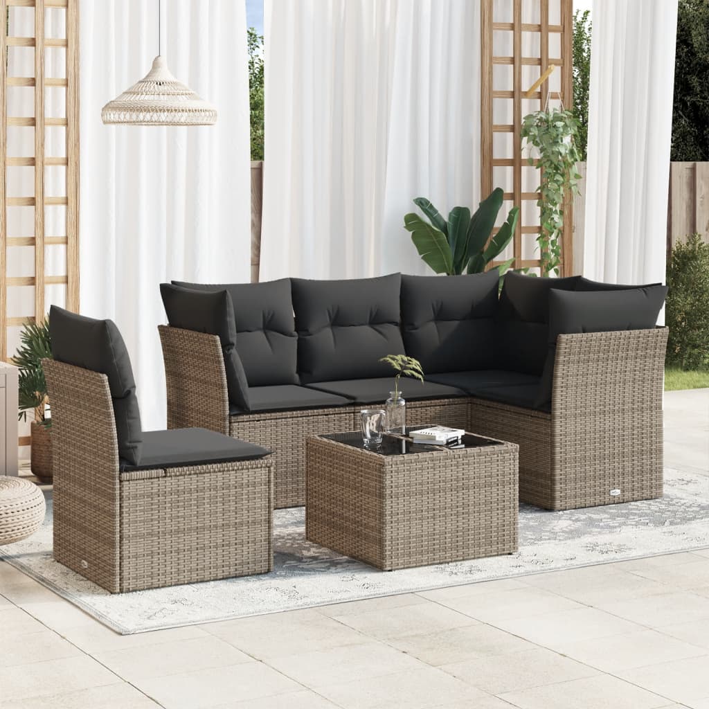 8721012884649_m_en_hd_1 vidaXL 6 Piece Garden Sofa Set with Cushions Grey Poly Rattan - Image 1