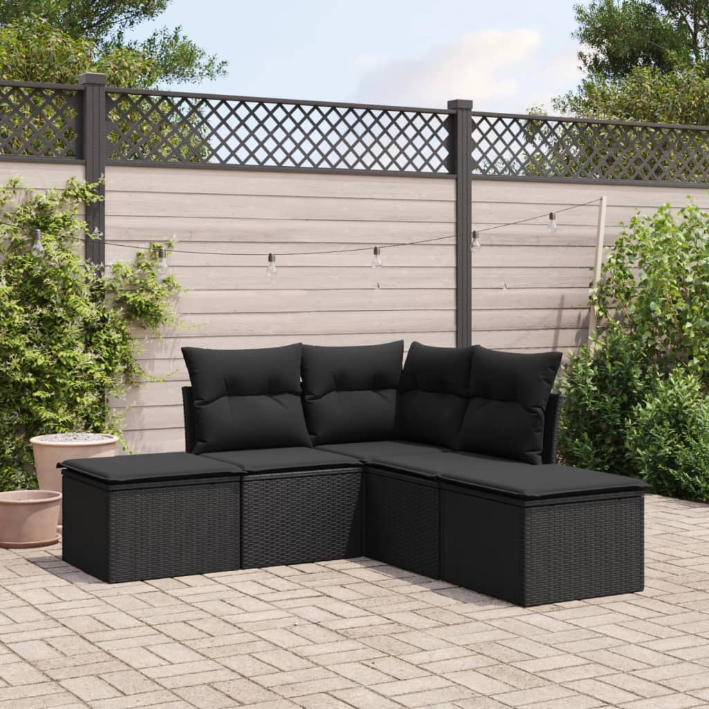 8721012885295_m_en_hd_1 vidaXL 5 Piece Garden Sofa Set with Cushions Black Poly Rattan - Image 1