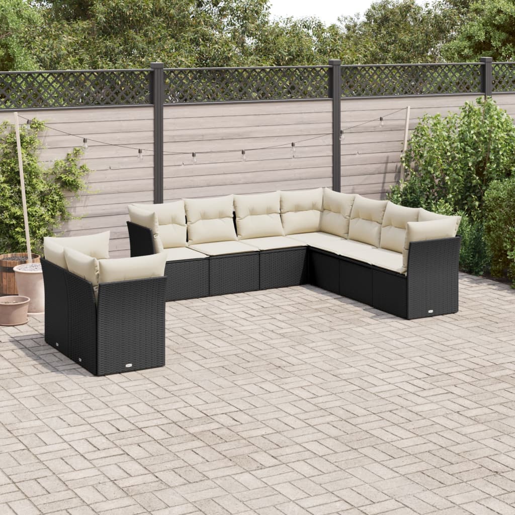 8721012886506_m_en_hd_1 vidaXL 9 Piece Garden Sofa Set with Cushions Black Poly Rattan - Image 1