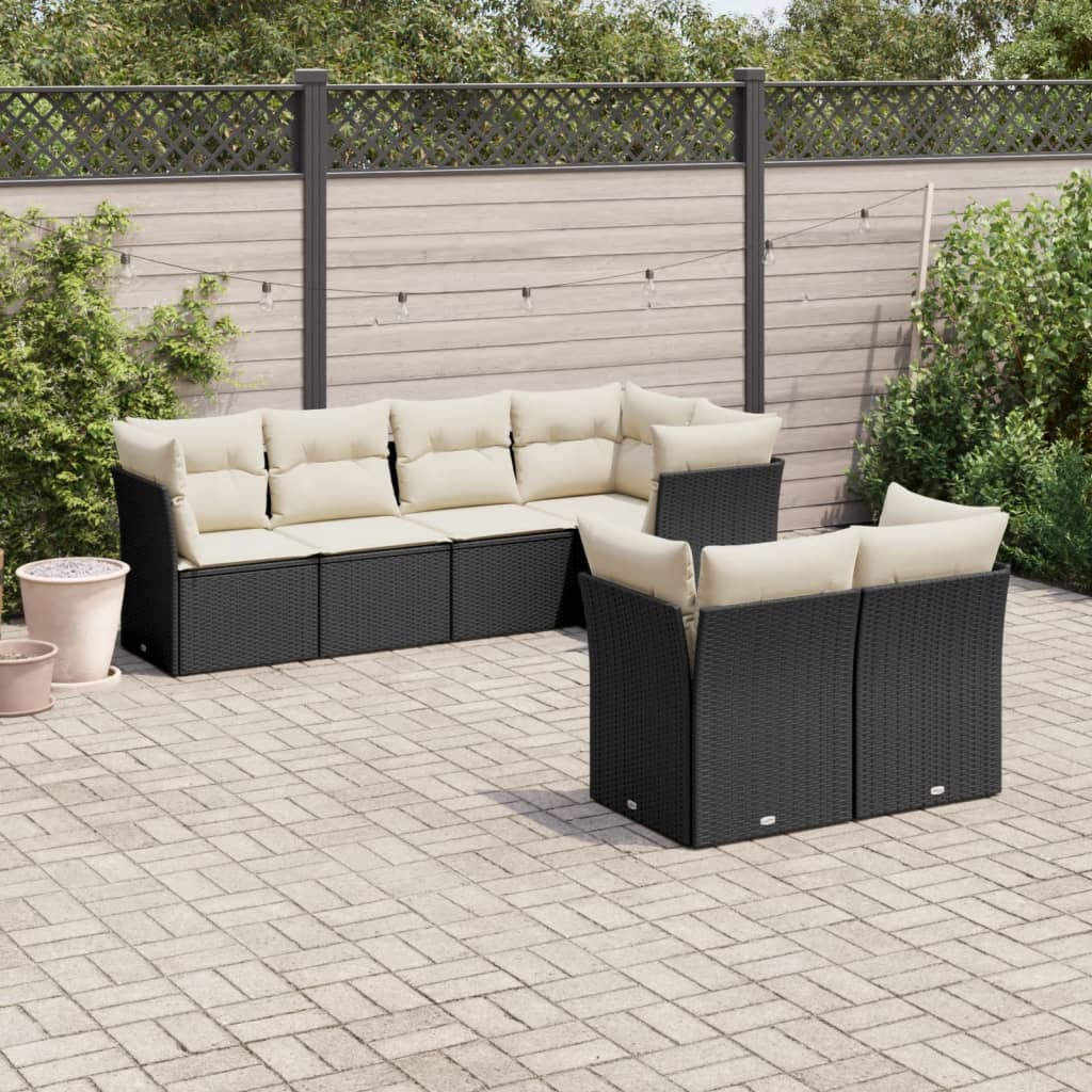 8721012887107_m_en_hd_1 vidaXL 7 Piece Garden Sofa Set with Cushions Black Poly Rattan - Image 1