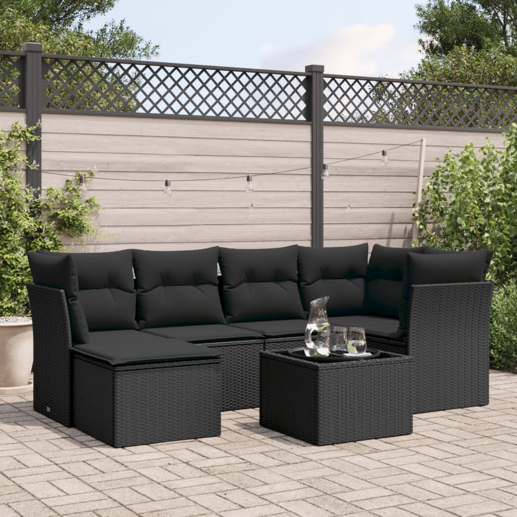8721012887695_m_en_hd_1 vidaXL 7 Piece Garden Sofa Set with Cushions Black Poly Rattan - Image 1