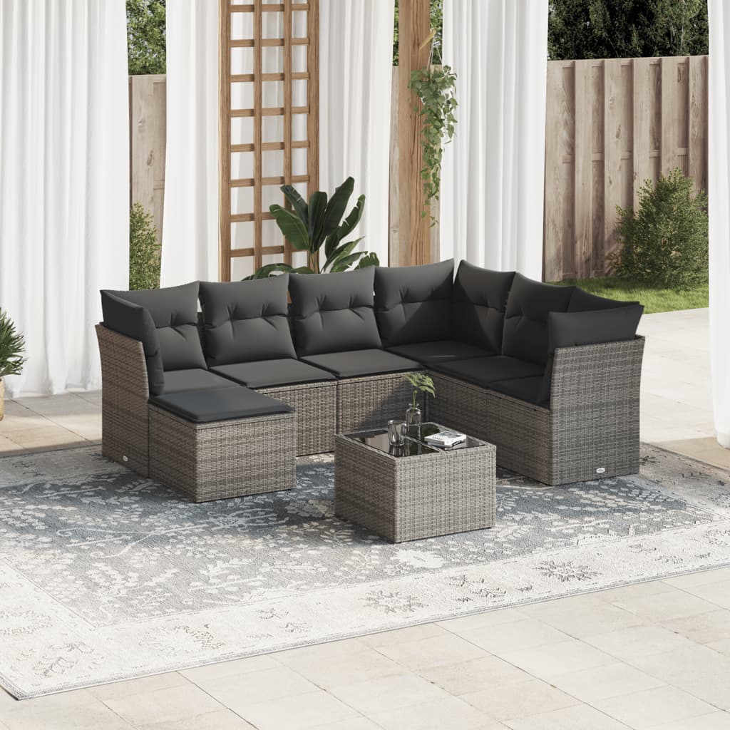 8721012888142_m_en_hd_1 vidaXL 8 Piece Garden Sofa Set with Cushions Grey Poly Rattan - Image 1
