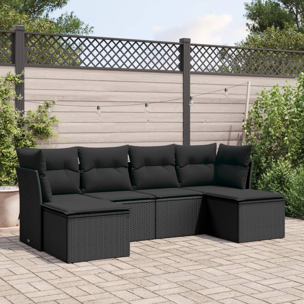 8721012888197_m_en_hd_1 vidaXL 6 Piece Garden Sofa Set with Cushions Black Poly Rattan - Image 1