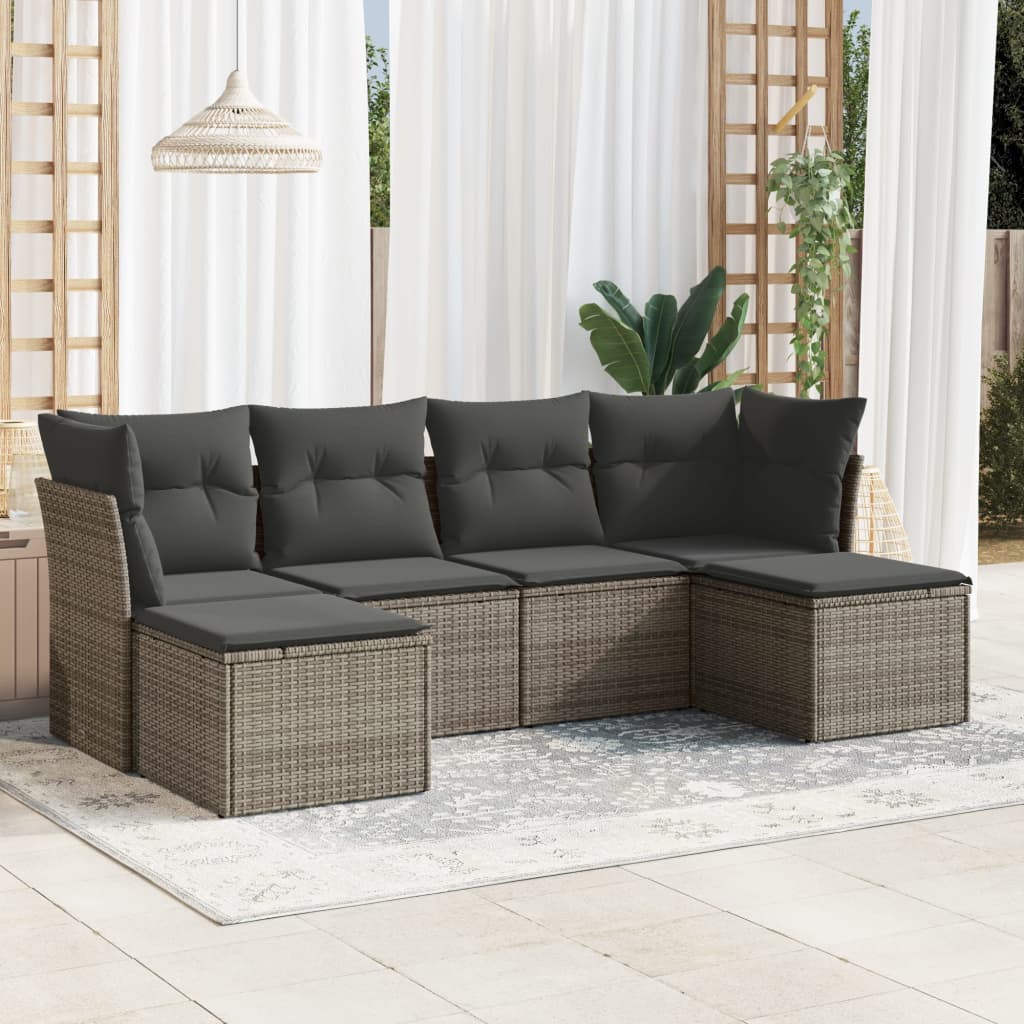 8721012888241_m_en_hd_1 vidaXL 6 Piece Garden Sofa Set with Cushions Grey Poly Rattan - Image 1