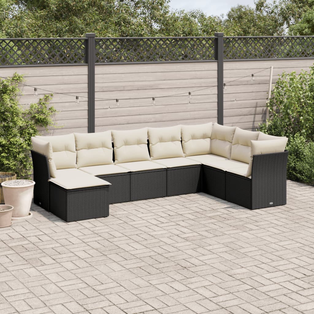 8721012888609_m_en_hd_1 vidaXL 8 Piece Garden Sofa Set with Cushions Black Poly Rattan - Image 1