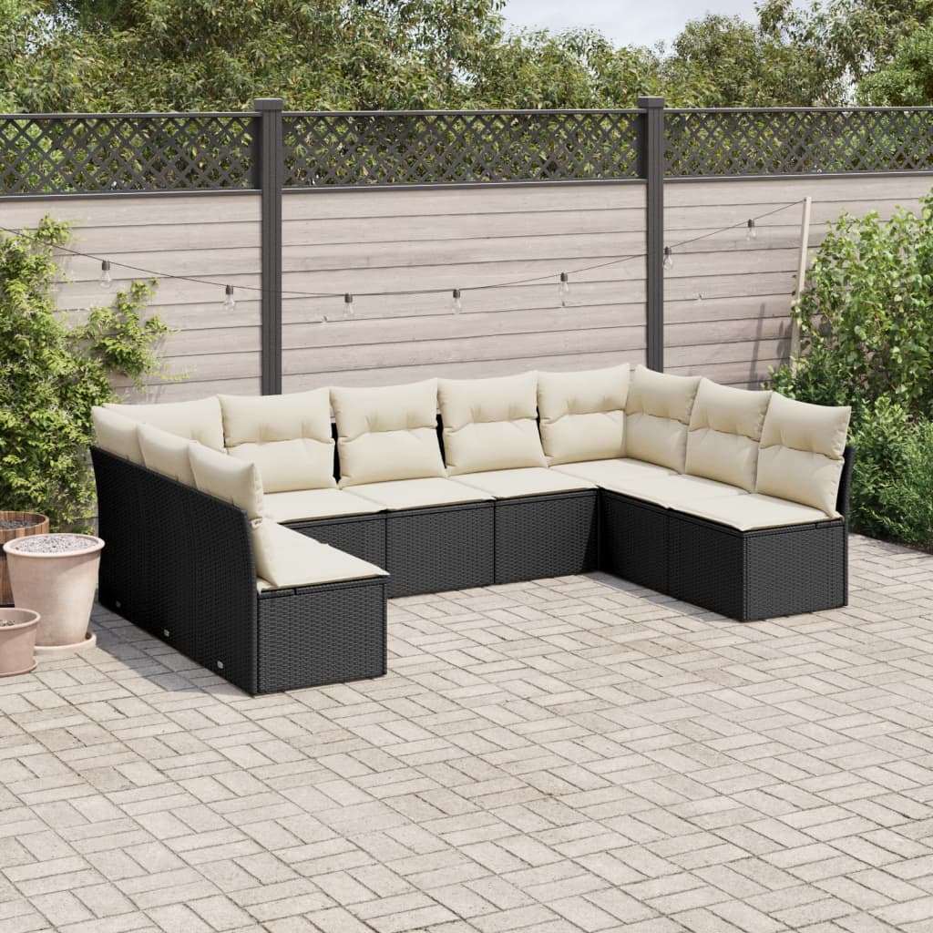 8721012888807_m_en_hd_1 vidaXL 9 Piece Garden Sofa Set with Cushions Black Poly Rattan - Image 1
