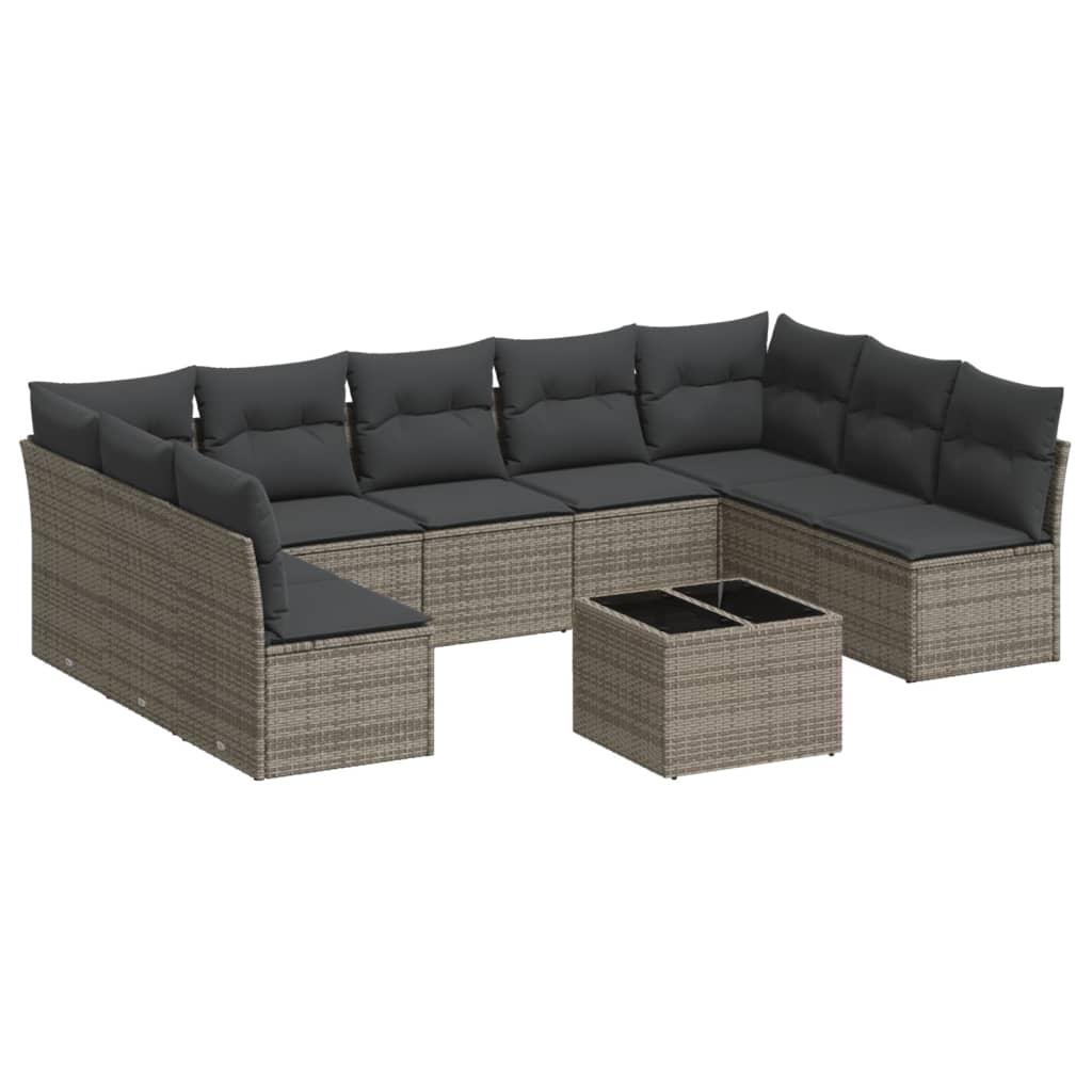 8721012888944_a_en_hd_1 vidaXL 10 Piece Garden Sofa Set with Cushions Grey Poly Rattan - Image 2