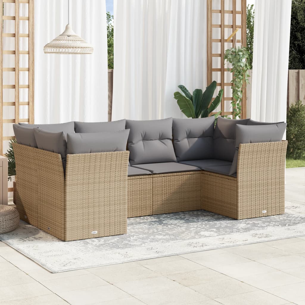8721012889231_m_en_hd_1 vidaXL 6 Piece Garden Sofa Set with Cushions Beige Poly Rattan - Image 1